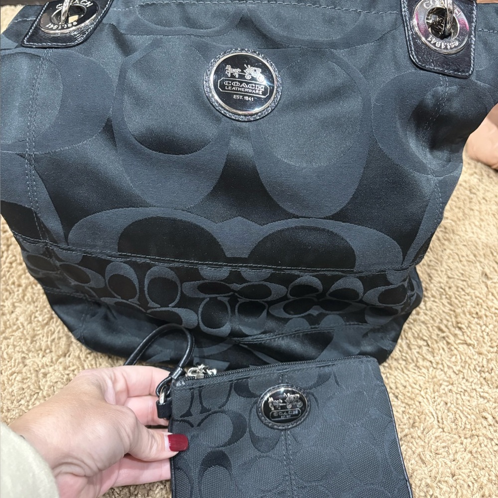 Coach Black Signature Shoulder Bag
